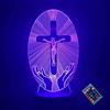 YTDZLTD Illusione Ottica 3D Gesù croce Luce Notturna 16 Colori Mutevoli Telecomando USB Potere Toccare Cambiare Arredamento Lampada LED Lampada da Tavolo Bambini Brithday Natale Regalo