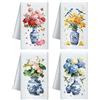 CUTHOLLOW Set di 4 Canovacci Decorativi da Cucina in Porcellana Cinese e Fiori, 60x40cm, Canovaccio Morbido e Assorbente in Microfibra per Tè, Caffè, Bar, Casa, Regalo per Festa della Mamma