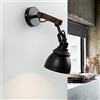 Licht-Erlebnisse Easylight Applique Noah color nero dal design country in legno e metallo regolabile stile retrò E14 lampada da parete vintage per camera dei ragazzi corridoio
