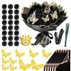 Chingcoo 24 bouquet di rose artificiali, fai da te con corona, carta da regalo e nastro, decorazione e regalo per San Valentino, matrimonio, anniversario, compleanno, nero