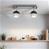 Licht-Erlebnisse Faretto a soffitto in acciaio inox nero bianco cucina soggiorno 28 cm di lunghezza GU10 2 luci flessibile mirato a sfera plafoniera corridoio NOAH