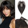Benehair Topper Capelli Veri Donna 8x11cm Extension Capelli Veri Clip Capelli Umani 25CM Toupet Capelli Lisci Naturali, 20g Nero Naturale #1B
