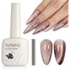 TUTUYU Smalto gel effetto occhio di gatto marrone, cristallo galassia olografica, occhi di gatto, con magnete, gel marrone argento, scintillante, velluto, soak off UV LED, manicure autunno