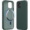 kwmobile Custodia Magnetica Compatibile con Apple iPhone 12 mini - Compatibile con MagSafe - Cover Silicone TPU Magnete - verde muschio