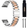 MaEiol 18mm Cinturino in Metallo per Huawei Watch 5/GT 5 Pro 42mm / Huawei Watch GT 5/GT 4 41mm / Garmin Venu 3S 41mm /Forerunner 265S, Cinturino Acciaio Inossidabile per Donna Uomo - Argento&Oro Rosa