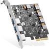 Binardat Scheda di espansione PCIE a USB 3.2 Gen2 10G, 5 porte, 3 porte USB Type-A e 2 porte di tipo C, autoalimentata, adattatore controller hub USB 3.2 per Windows 10/11