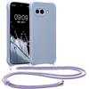 kwmobile Custodia Compatibile con Google Pixel 9a Cover - Back Case in Silicone TPU - Protezione Smartphone con Cordino - lavanda
