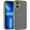 Mixroom - Cover Custodia per Apple iPhone 16 Bumper Opaco Protezione Fotocamera con Retro Semitrasparente Bordo Morbido in TPU Colore VERDE MELA