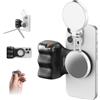 TELESIN Fun Shot Impugnatura Smartphone (Nera) + TELESIN C03 Magnetica Luce per Selfie (Bianco) Set, Compatibile con iPhone & Android, per Selfie/Fotografia/TikTok/Chiamate Zoom/Video