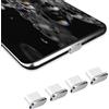 QUITECO Tappi Antipolvere Type C per iPhone 15 / Samsung/Huawei/Xiaomi/Honor/OnePlus [4 PEZZI] Tappini di Protezione Connettore di Ricarica (Argento)