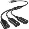 MOGOOD Splitter 3 in 1 da USB-C a USB-C, 480 Mbps, Potenza di Ricarica PD 60W, Convertitore da Tipo C Maschio a 3*Tipo C Femmina, Adatto per Laptop, PC, Table, Smartphone(1 Pizze)