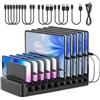 HISUEKIG Stazione di Ricarica USB C, 10 Porte Multipla Caricabatteria, Nero