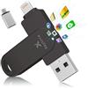 Xaytrre Chiavetta USB per iPhone 512gb Apple MFi-zertifizierter,Xaytrre Memoria Esterna Lightning,Pen Drive USB C 3.0,3 in 1 Pennetta Backup per iPhone/Smartphone/iPad/Android/PC,(Nero)
