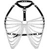 WUUDOA Body Chain, collana gotica per il sesso da donna, in pelle, con catenina, da rave, per il sesso, per festival, biancheria da donna