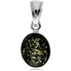 SilverAmber Jewellery Ciondolo classico in vera ambra baltica e argento sterling senza catena - 396, 2.4 x 1.1 cm, Argento sterling, Ambra verde