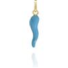 Donipreziosi Ciondolo Smaltato a forma di Corno Portafortuna - Pendente Cornetto napoletano in Argento per Collana o Bracciale Uomo o Donna, Scaramanzia - 3,5 cm Azzurro Placato Oro