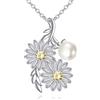 Vadmans Collana con ciondolo a forma di margherita in argento Sterling, con perle, idea regalo per donne