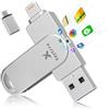Xaytrre Chiavetta USB per iPhone 512gb Apple MFi-zertifizierter,Xaytrre Memoria Esterna Lightning,Pen Drive USB C 3.0,3 in 1 Pennetta Backup per iPhone/Smartphone/iPad/Android/PC,(Argento)