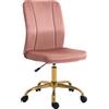 Vinsetto Sedia da ufficio design contemporaneo poltrona girevole 360° ergonomica schienale curvo altezza regolabile rivestimento velluto 56 x 60 x 102 cm rosa e dorato