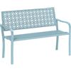 Outsunny Panca da Giardino in Acciaio, Schienale Lavorato, Braccioli, per 2 Persone, Blu