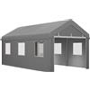 Outsunny Tenda da garage con 2 porte avvolgibili e 6 finestre, in acciaio zincato PE, 6L x 2,95l x 2,78H m, grigio chiaro | Aosom Italy