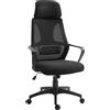 Vinsetto Sedia da Ufficio Reclinabile con Poggiatesta e Supporto Lombare, in Poliestere, 64x55x116-126 cm, Nero