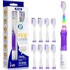 Seago Spazzolino elettrico per bambini dai 3 ai 12 anni di età, spazzolino elettrico con luce colorata, Smart Timer 8 testine morbide, impermeabile, spazzolino sonico per bambini, SG977 (viola-8)