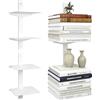 Ruioomeep Libreria invisibile, a 4 piani, a forma di torre di libri verticali, forate a scomparsa, in metallo nascosto per la camera da letto, decorazione in ufficio, set da 2 pezzi (bianco)