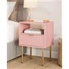 HEYZOEY Comodino, comodino con 1 ripiani aperti e 1 cassetto, comodino moderno, per camera da letto, soggiorno, rosa