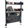 Boltmol Scaffale da scrivania a 2 ripiani con morsetto, bianco,nero 80 cm, organizer da scrivania con pannello forato, libreria per casa, ufficio o dormitorio