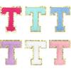 QUARKZMAN Toppe Lettere in Chenille 2.2 Autoadesive Alfabeto T Applica Toppe Ricamate Cucire Adesivi Lettere Applicazione per Riparare Abbigliamento Jeans Scarpe (Multicolore, 6 Pz)