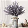 LESING, Fiori di lavanda artificiali con vaso decorativo in metallo, stile rustico, fiori vintage per l'arredamento della casa in stile fattoria (cuore, viola)