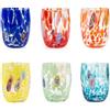 H&H Veneziano Set 6 Bicchieri in Vetro Murano 38 cl - Colori Assortiti - Fatto a Mano in Italia, Stile Veneziano Originale, Ideali per Acqua, Vino o Cocktail