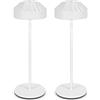 LuminexDesigns Lámpara de Mesa LED Recargable Pack de 2 TL16 VIOA | Compacta 25cm sin cable para recibidores, tocadores, mesillas, cafeterías y pastelerías, IP54, 2600 mAh, Blanca