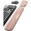 VAYDEER Set Poggiapolsi Tastiera e Mouse, Supporto Ergonomico in Memory Foam con Base Antiscivolo, Poggiapolsi Morbido per Ufficio e Computer - Bianco e Rosa