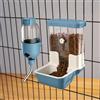 TOKAYIFE Distributore Automatico di Cibo e Acqua per Animali Domestici, Set di Fontane a Gravità per Gabbie di Cani, Gatti, Conigli, Porcellini d'India, Cincillà, Furetti, Ricci (Blu)