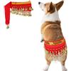 Penitue Gonna Danzatrice Ventre Cani, Brillantini Sciarpa Fianchi per Corgi Fascia Vita Cani con Paillettes Regolabile Costumi Ballo Cuccioli per Halloween Feste Spettacoli(Rosso)