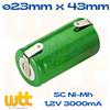 Extracell Gbc BATTERIA PILA NiMh SC 1,2v 3000 mah a saldare TRAPANO AVVITATORE Ni-Mh 22x42mm