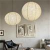 METHEDEECO Paralume in lino, rotondo, ovale, paralume a sospensione, 60/50 cm | Può sostituire le lanterne di carta, stile minimalista, stile boho, per soggiorno, sala da pranzo, camera da letto