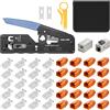 iwillink Set di attrezzi di rete, pinza crimpatrice RJ45 con 20 connettori RJ45 Cat 7 (pass through, schermata) 1 pinza spellafili, 1 connettore RJ45 Cat7, 1 modulo RJ45 Keystone per cavo RJ45, RJ11