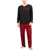 Yukiuiny Pigiami Due Pezzi Uomo Maglia Maniche Lunghe + Pantaloni, Pigiami e Abbigliamento da Notte,B-Nero/Quadri(Rosso Nero)-XL