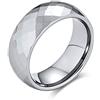 Bling Jewelry Anelli nuziali unisex per coppie in titanio con taglio a prisma multifaccettato per uomo e donna, tono argento, vestibilità comoda, larghezza media 3 5 6 8MM