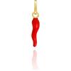 Donipreziosi Ciondolo Smaltato a forma di Corno Portafortuna - Pendente Cornetto napoletano in Argento per Collana o Bracciale Uomo o Donna, Scaramanzia - 3,5 cm Rosso Ferrari Placato Oro