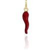 Donipreziosi Ciondolo Smaltato a forma di Corno Portafortuna - Pendente Cornetto napoletano in Argento per Collana o Bracciale Uomo o Donna, Scaramanzia - 3,5 cm Rosso Placato Oro