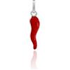 Donipreziosi Ciondolo Smaltato a forma di Corno Portafortuna - Pendente Cornetto napoletano in Argento per Collana o Bracciale Uomo o Donna, Scaramanzia - 3,5 cm Rosso Ferrari