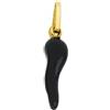 Donipreziosi Ciondolo Smaltato a forma di Corno Portafortuna - Pendente Cornetto napoletano in Argento per Collana o Bracciale Uomo o Donna, Scaramanzia - 3,5 cm Nero Placato Oro