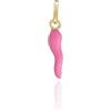 Donipreziosi Ciondolo Smaltato a forma di Corno Portafortuna - Pendente Cornetto napoletano in Argento per Collana o Bracciale Uomo o Donna, Scaramanzia - 3,5 cm Rosa Placato Oro