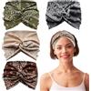 CENCERY Fasce per capelli da donna, confezione da 4: fasce per capelli larghe e sottili in tessuto elastico stile boho, bandane con stampa leopardata e tie-dye per yoga, sport, spa, trucco (combinazione 2)