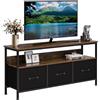 Niwugady Mobile TV con 2 scomparti aperti e 3 cassetti, per TV fino a 55 pollici, con venature in legno, per soggiorno, sala da pranzo, camera da letto, 120 x 57 x 30 cm, marrone vintage e nero