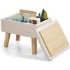 BRIAN & DANY Poggiapiedi ottomano con contenitore, in lino, rettangolare, poggiapiedi, poggiapiedi con gambe, per soggiorno, ingresso, ufficio, beige